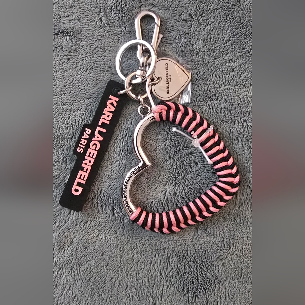 Karl Lagerfeld Pink and Black Heart Keychain